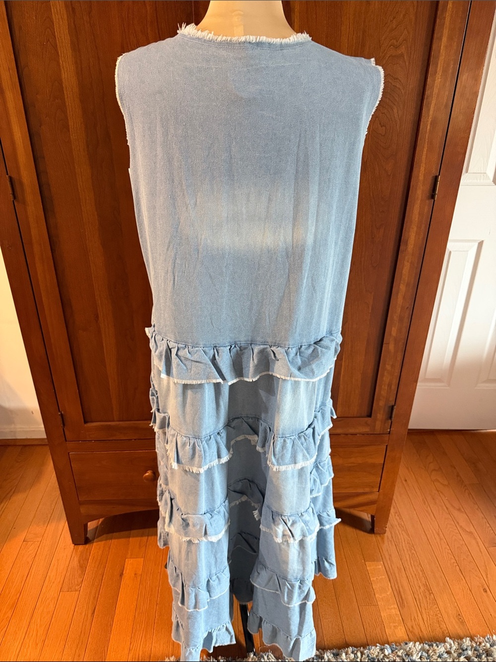 Denim Ruffle Maxi Dress - Picture 6 of 6